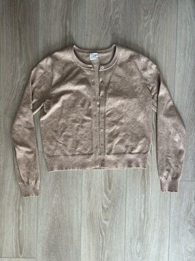 Cielo Beige-Nude Crewneck Button Cardigan Sweater